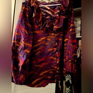 Ruffle collar colorful top